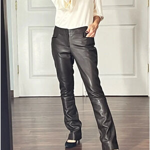 Gucci genuine leather brown pants